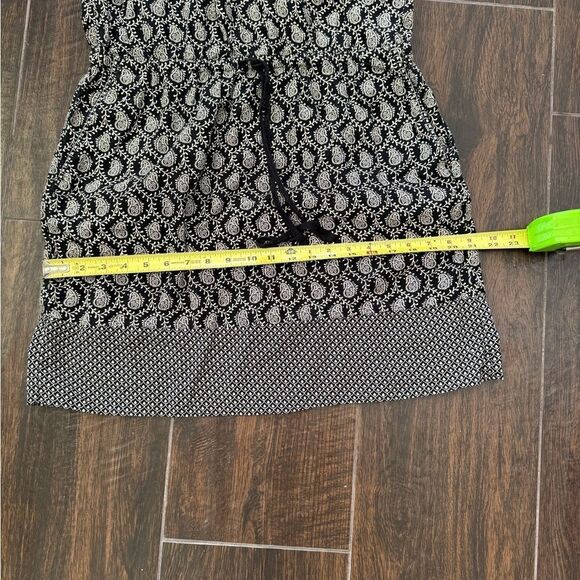 Lou & Grey black and white drawstring waist paisley dress with pockets! Sz L - Picture 11 of 13